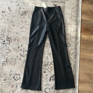 Vegan leather split flare pant